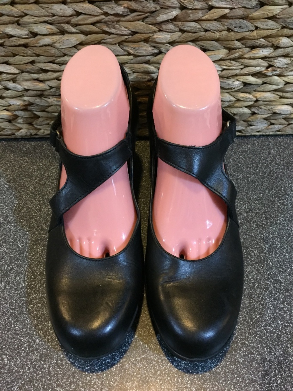 Sanita Black Mary Jane Wedge Shoes
